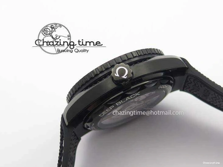 0705 ComfortFit Planet Ocean 45mm GMT DLC JHF Best Edition Black Dial On Rubber Strap A 8194